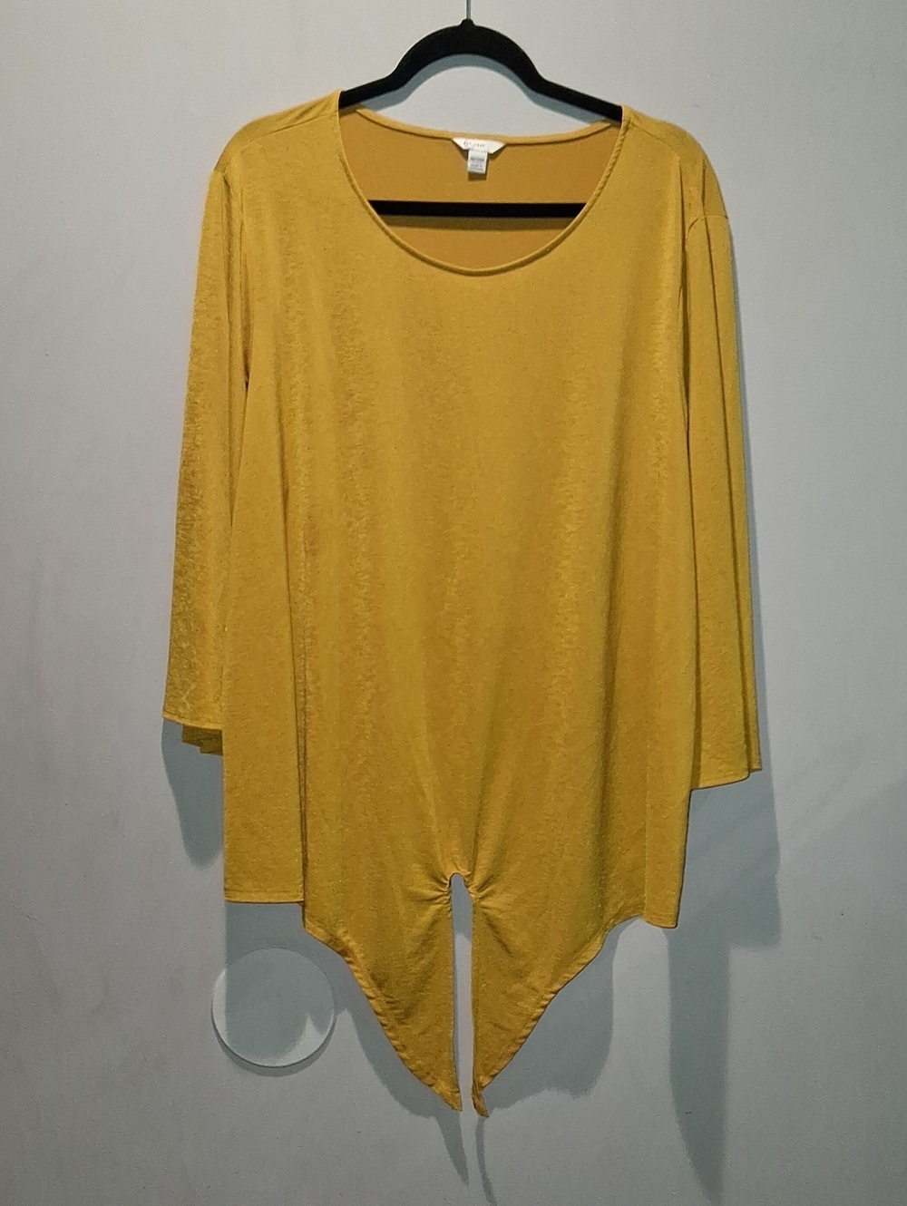 Women's Mustard Tie-Hem Scoop Neck Tunic